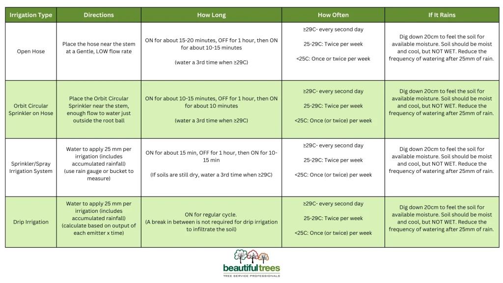 Irrigation Type and How Much to Water